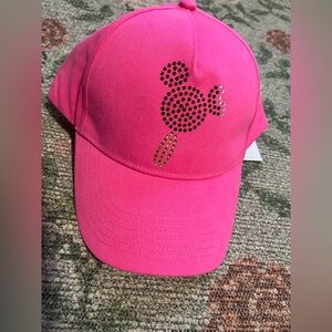 Disney parks pink women’s hat with rhinestoned Mickey ice cream bar ♥️